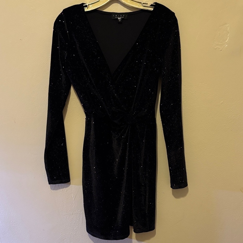 Trixxi Black Glitter Long Sleeve Dress